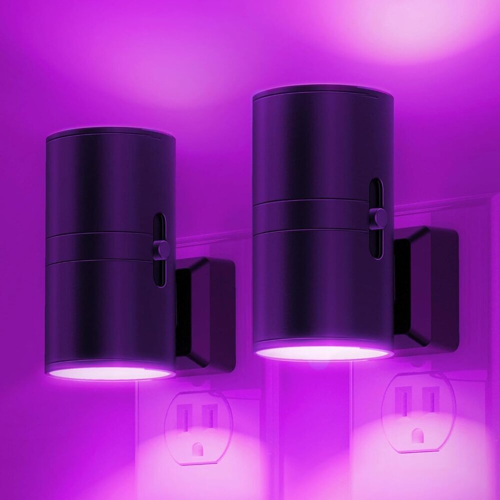 2 Pack] Halloween Purple Night Light, Light Plug in with Sensor, Adjustable Brig
